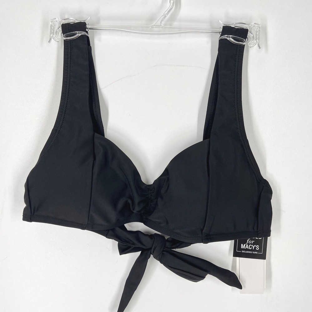 Salt + Cove Womens Black Ruched Tie Back Bikini Swim Top SC251007BT M
